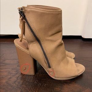 Tan Open Toe Booties
